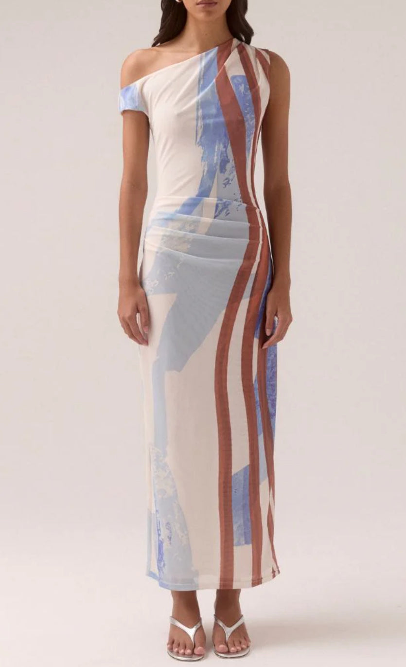 Sovere Hunter Mesh Dress in Blue Spice