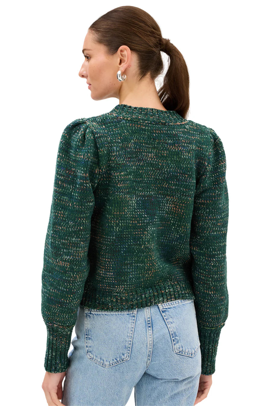 Allison New York Charlotte Sweater in Green Spacedye