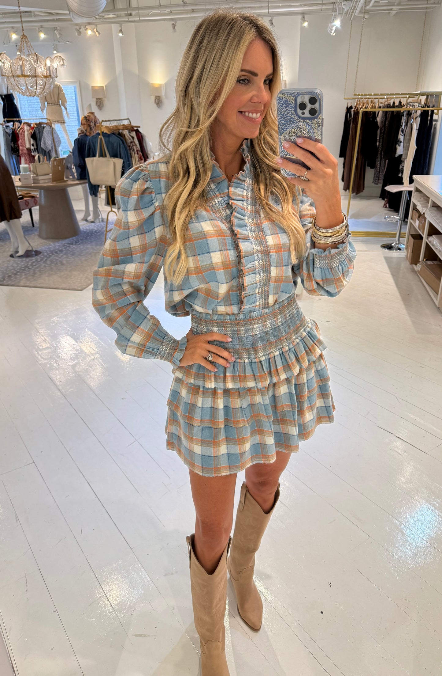 Love The Label Vera Skirt in Wind Chime Plaid