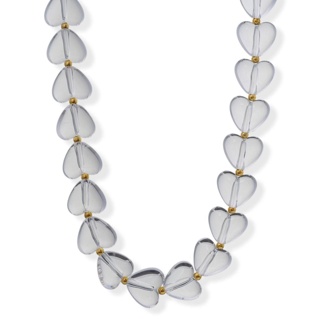 Bracha Emberly Heart Beaded Necklace in Clear