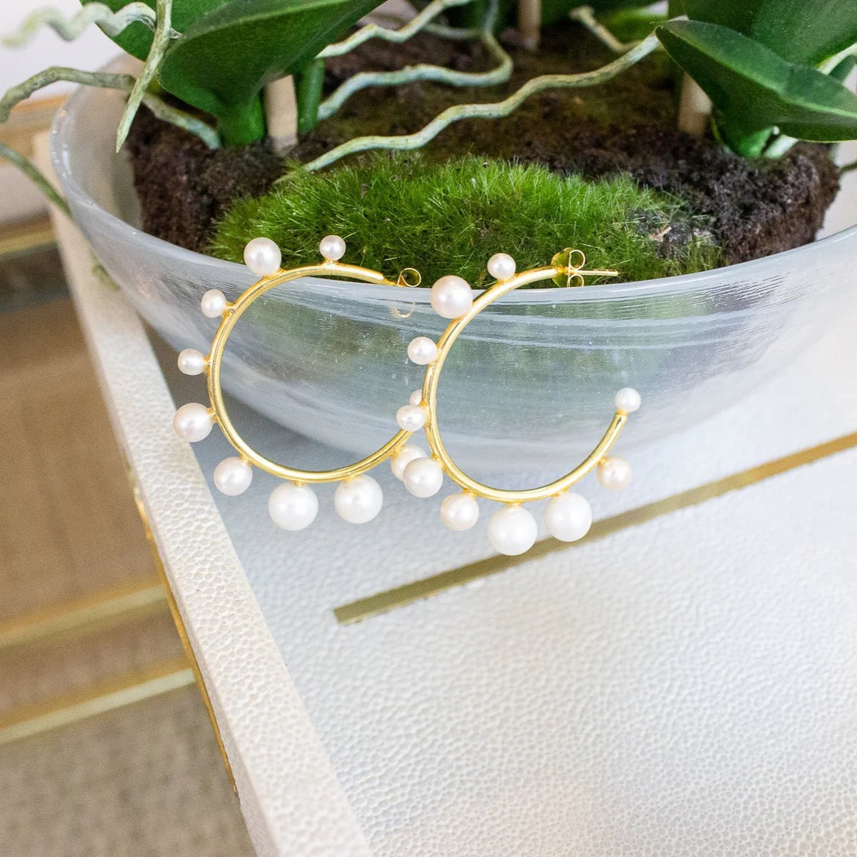 Ever Alice Pearl Hoops Medium