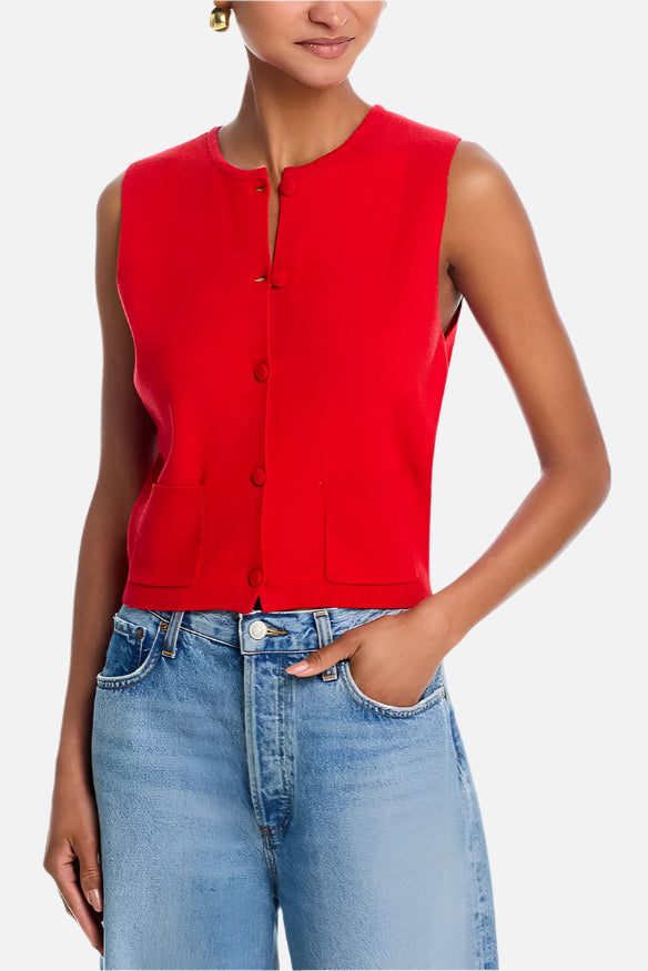 French Connection Cosysoft Knit Vest in Mars Red