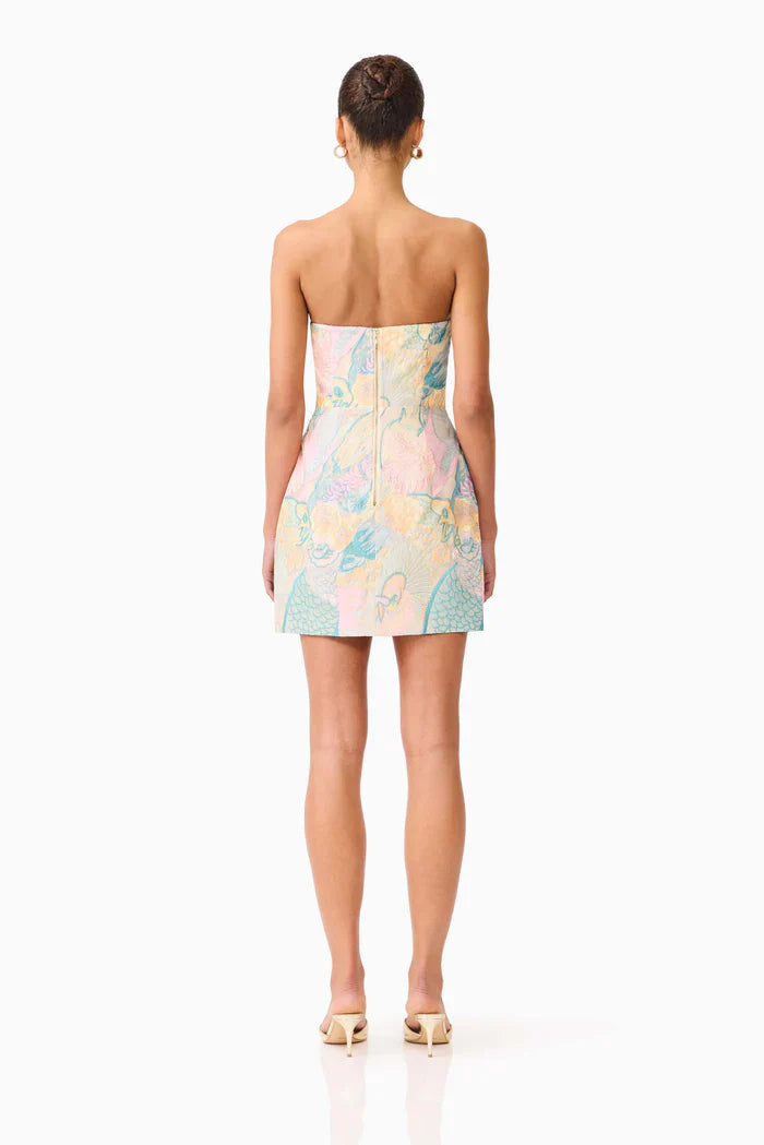 Elliatt Taliah Asymmetrical Mini Dress in Blue Multi