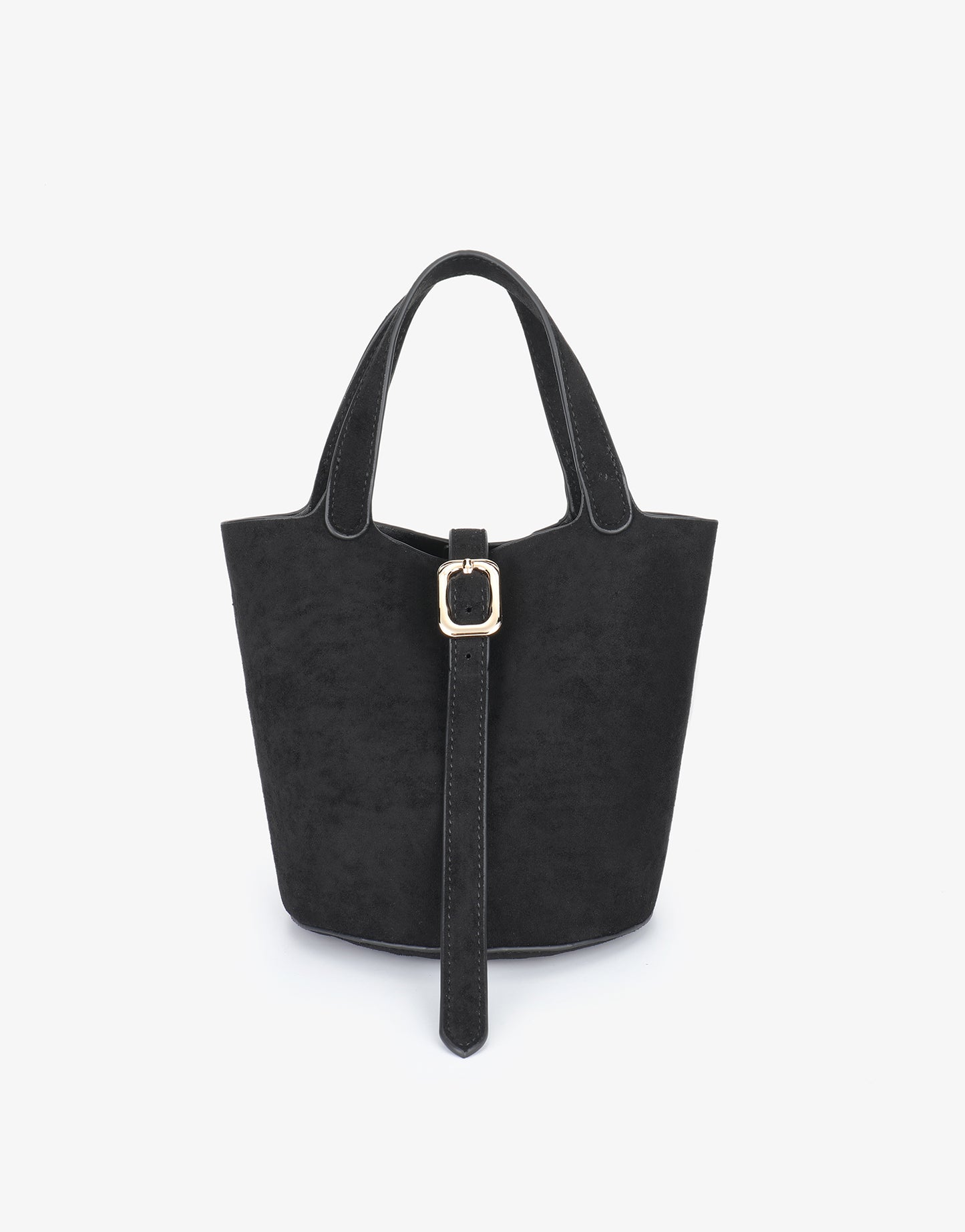 Remi & Reid Joya Bucket Bag in Black Suede