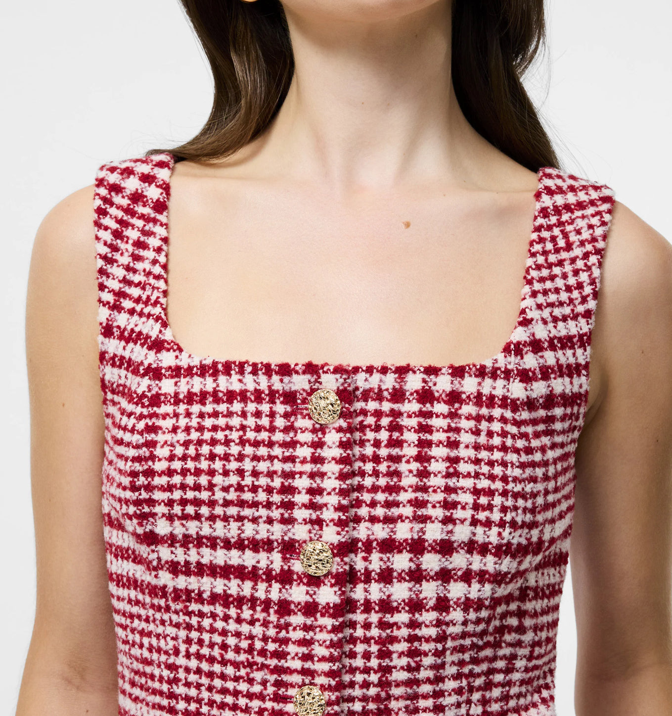 French Connection Houndstooth Square Neck Sleeveless Top