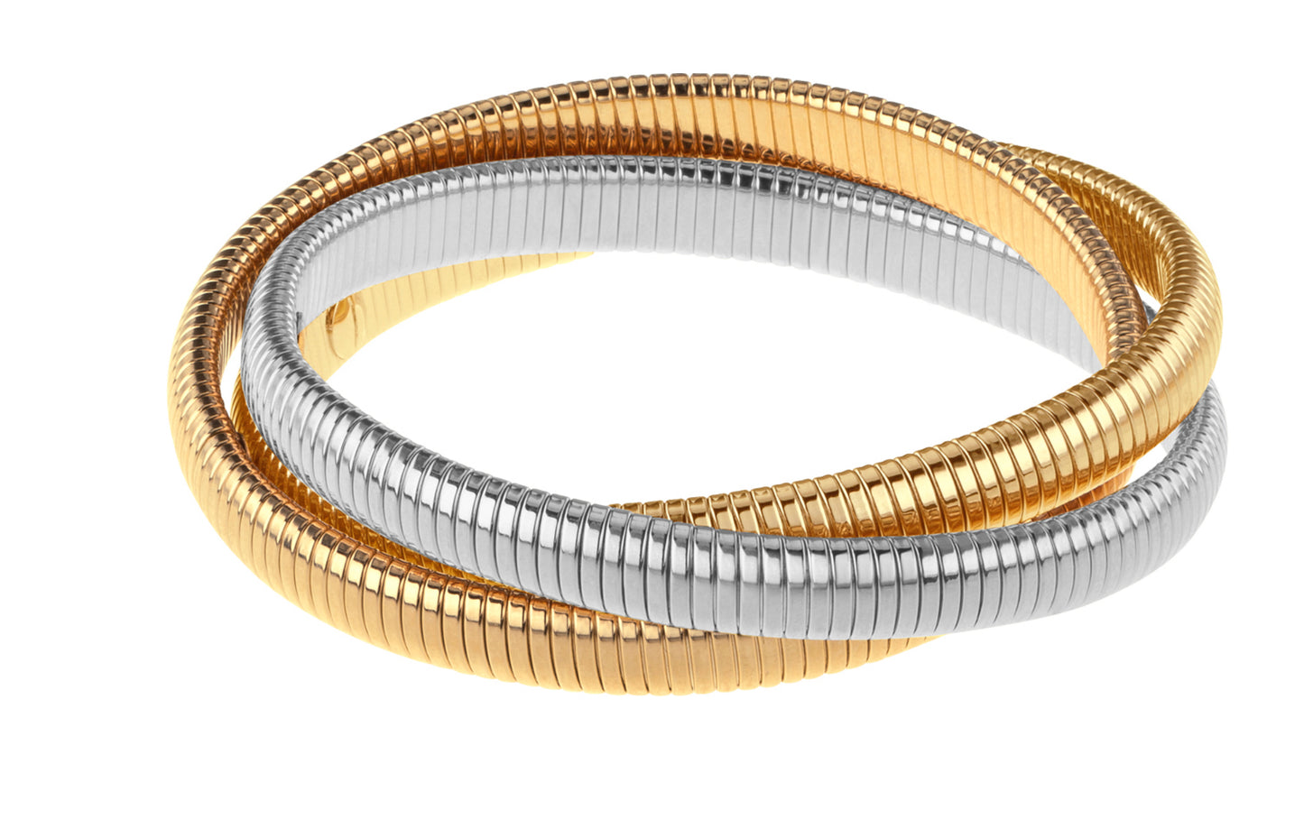 Janis Savitt Triple Cobra Bracelet in Yellow Gold / Rhodium