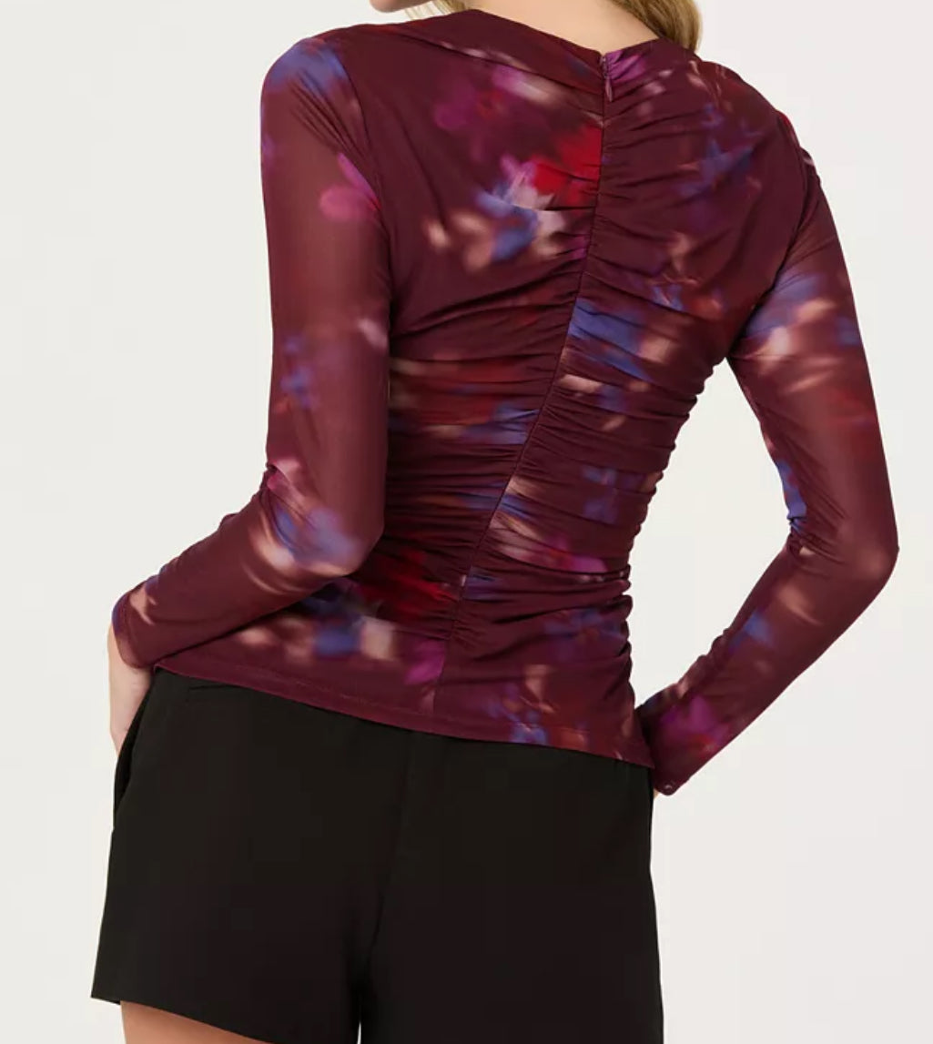 ASTR Yasmine Top in Dark Plum Multi