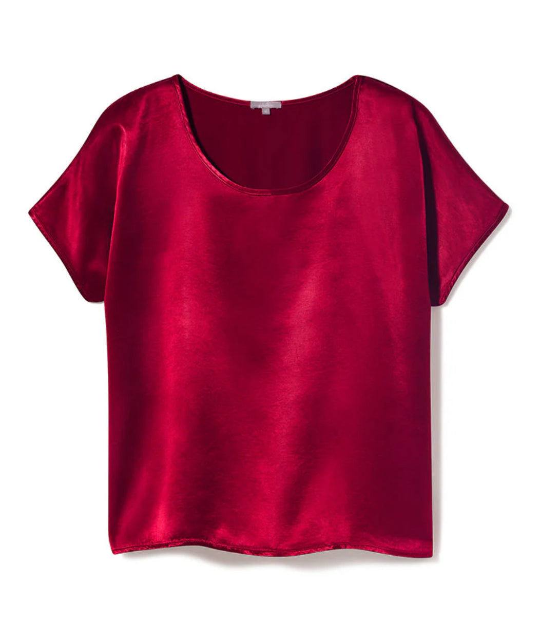 PJ Harlow Roxxy All Satin Tee in Red