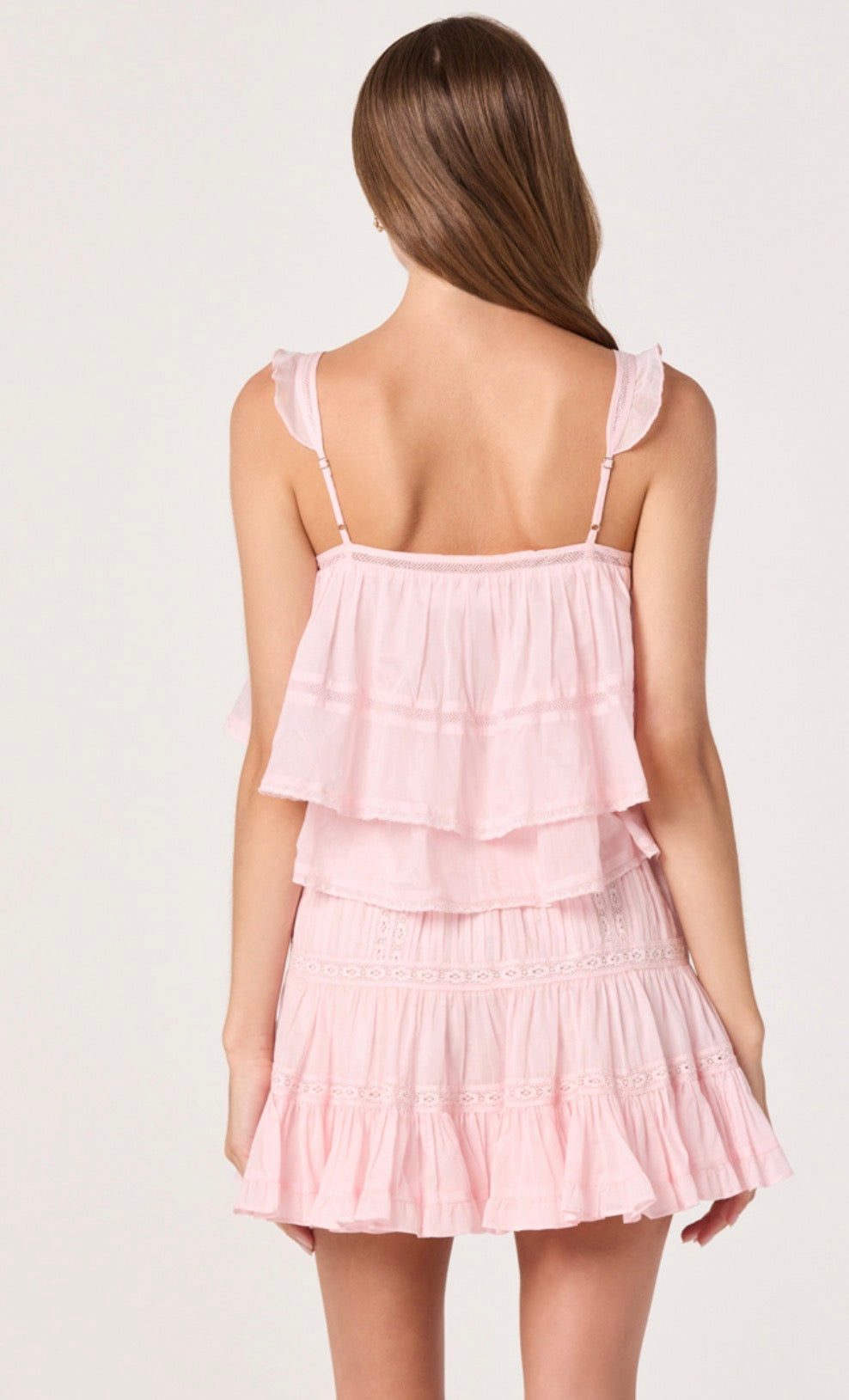 ASTR Delia Top & Skirt Set in Pink