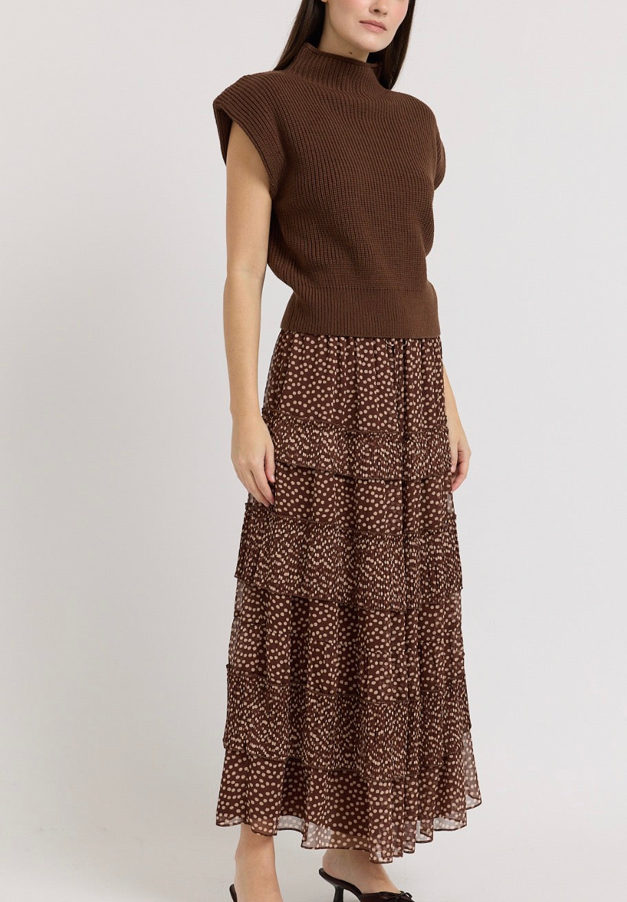 En Saison Jane Sweater Vest in Dark Brown