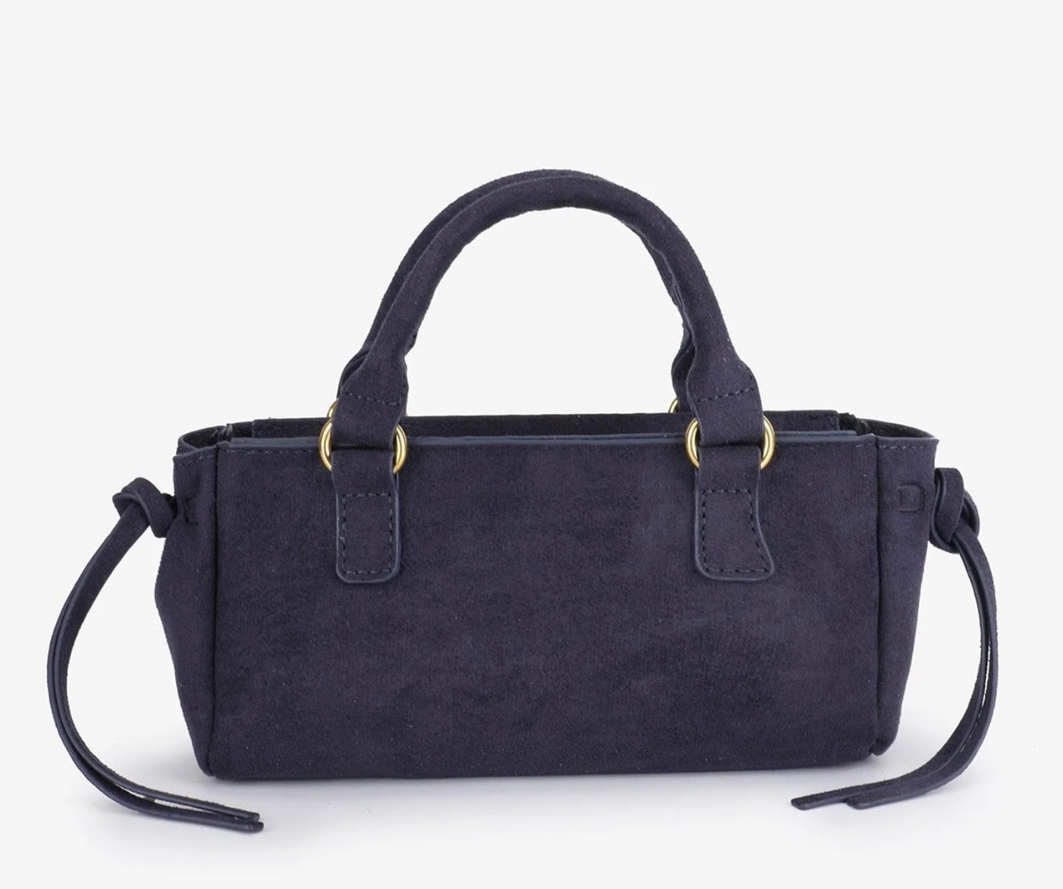 Remi & Reid Pepper Mini Satchel Faux Suede in Navy