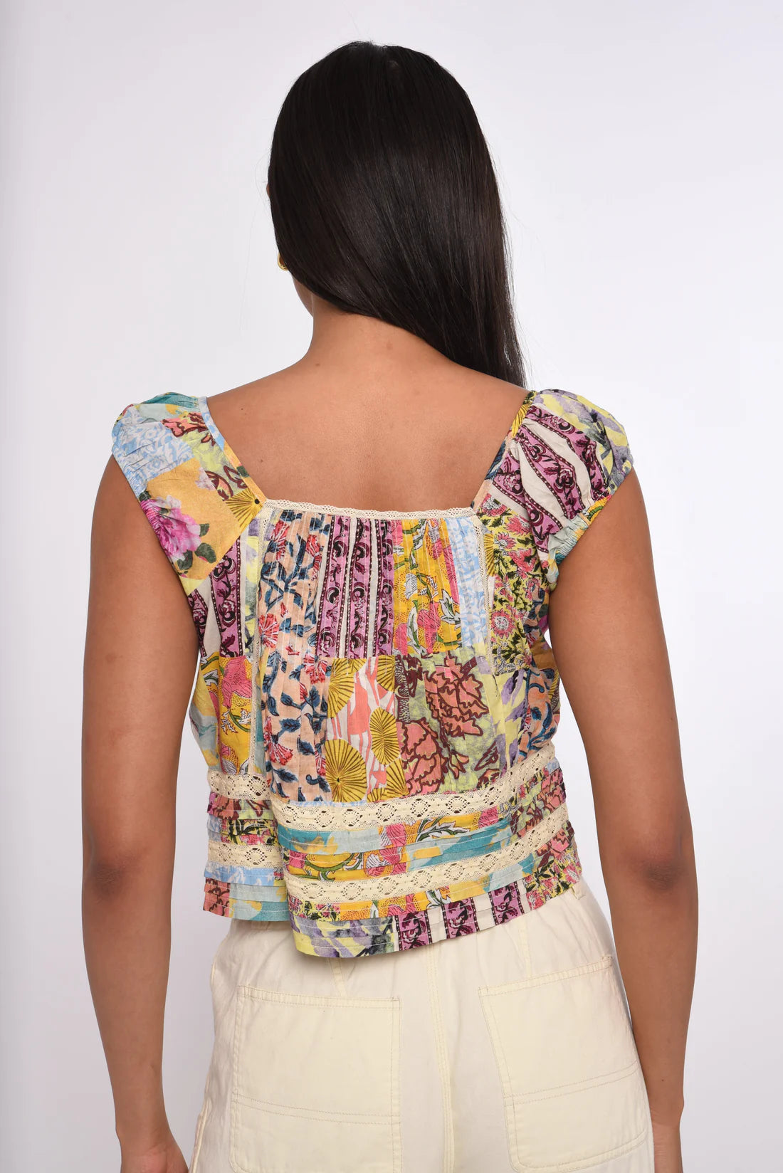 Love The Label Shiri Top in Petunia Patchwork Print