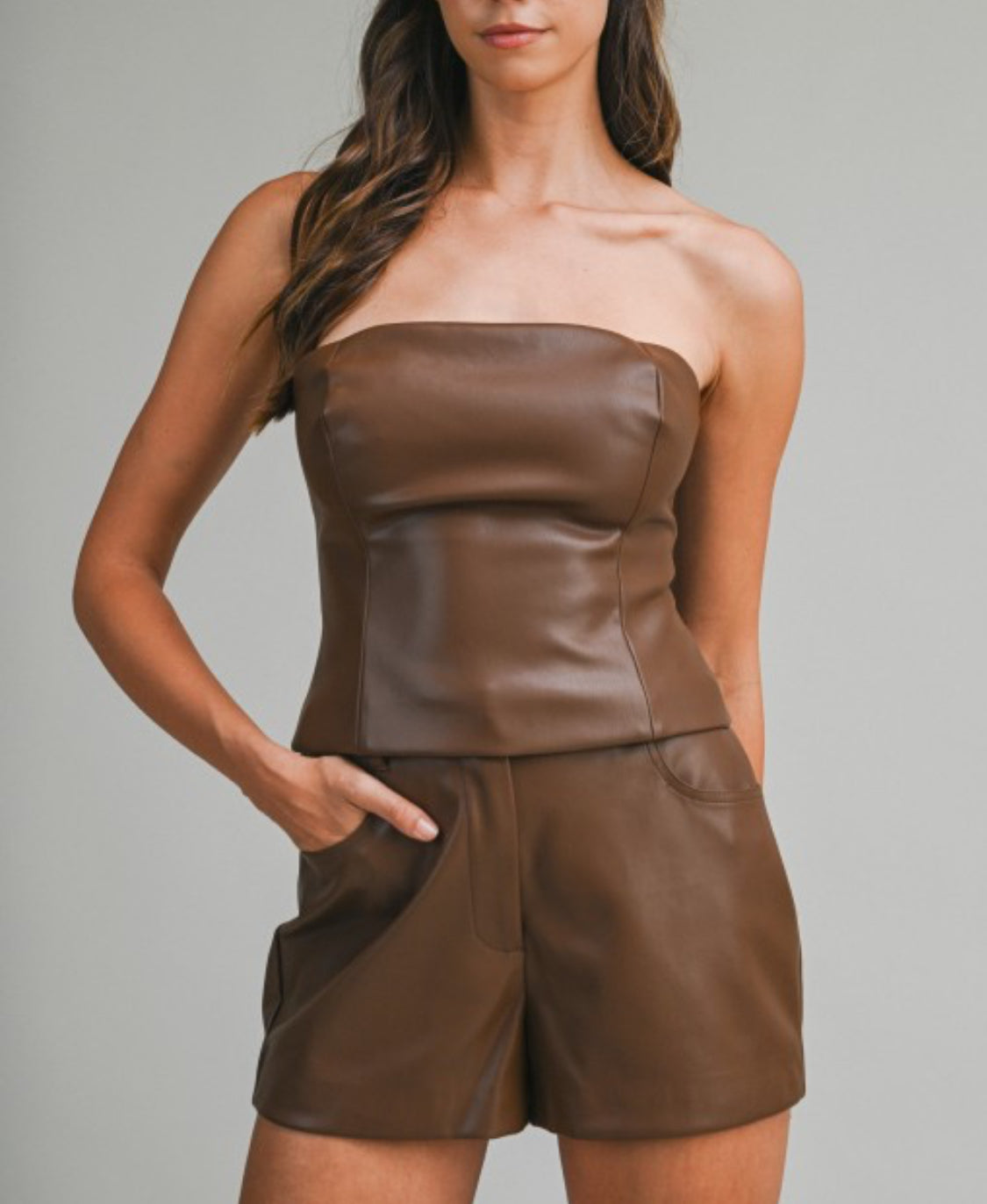 Felix Faux Leather Top & Short Set