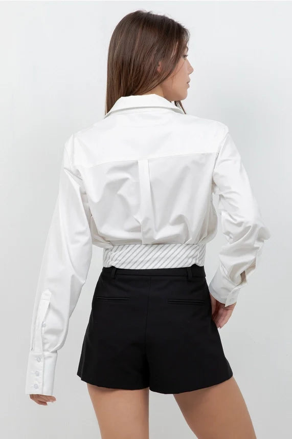 Jada Poplin Stripe Contrast Top