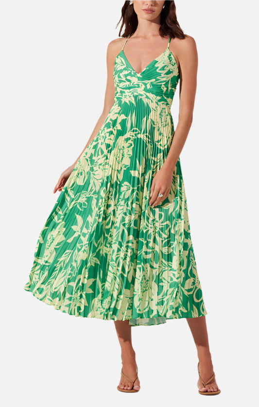 ASTR Blythe Dress in Green Lime Floral