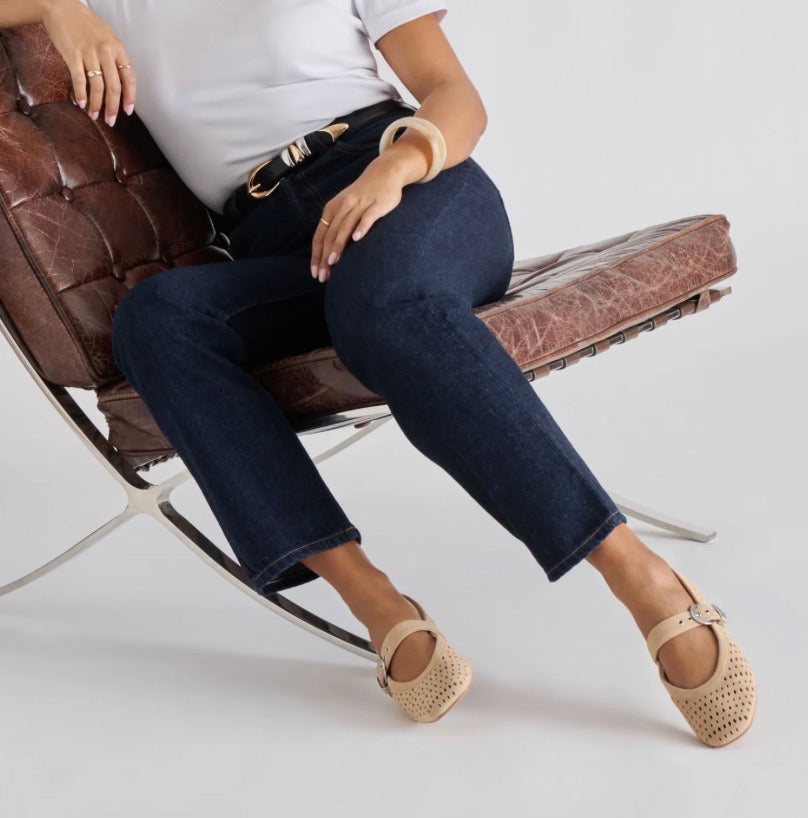 Dolce Vita Mikel Ballet Perforated Suede Flats in Camel