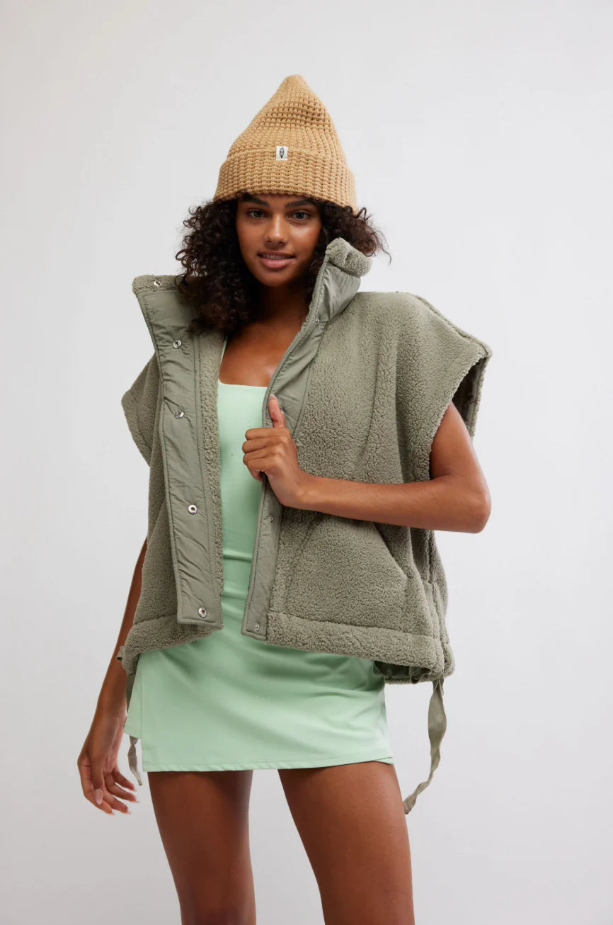 FP Movement Scout It Out Fleece Vest in Sage Stone