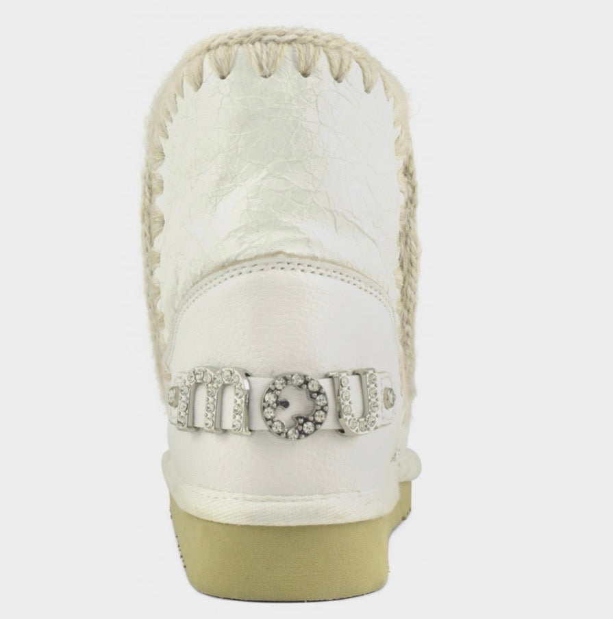 Mou Eskimo 18 Rhinestone Logo Boot in Waxi White