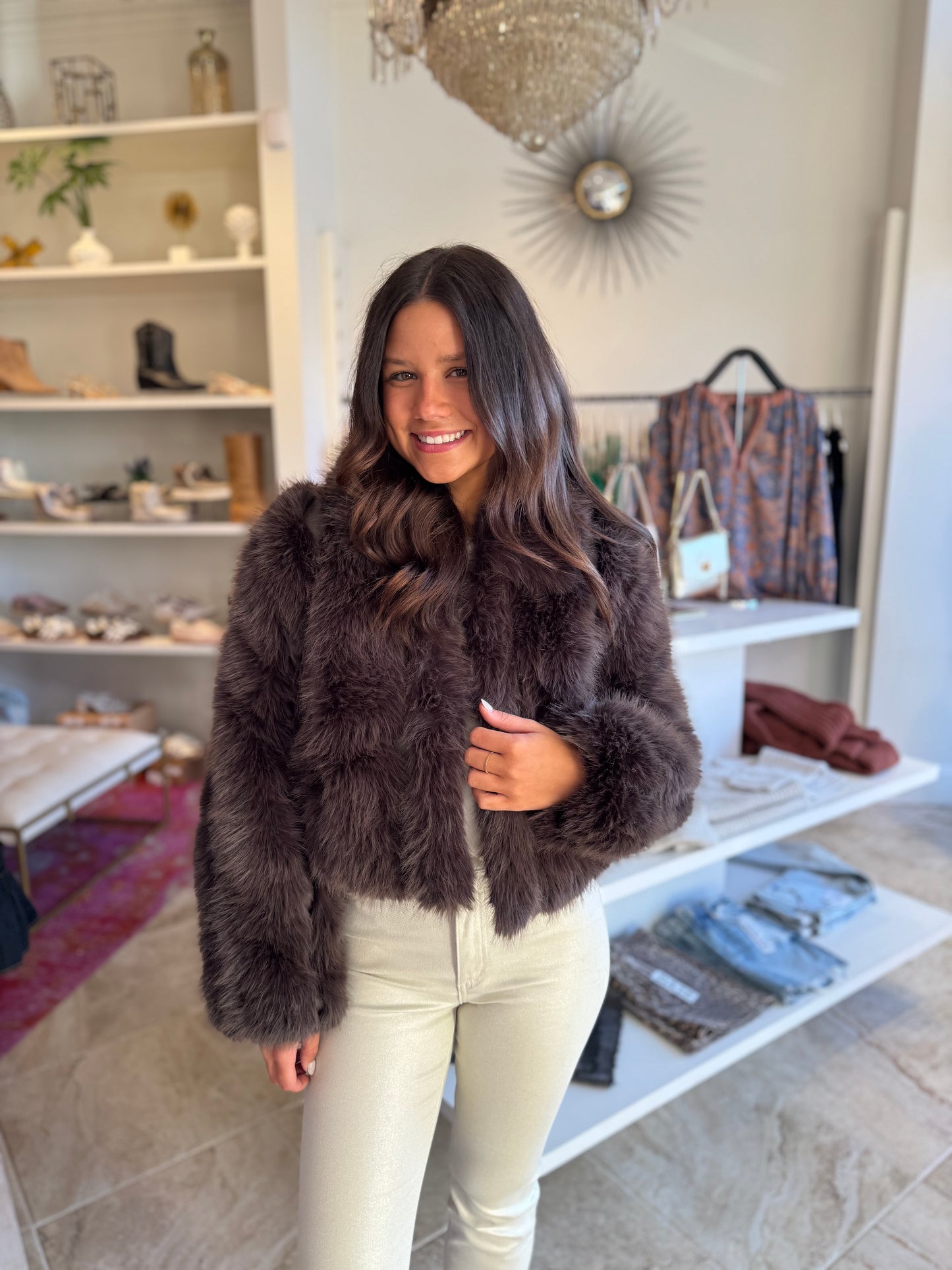 Line & Dot Dax Jacket in Dark Brown