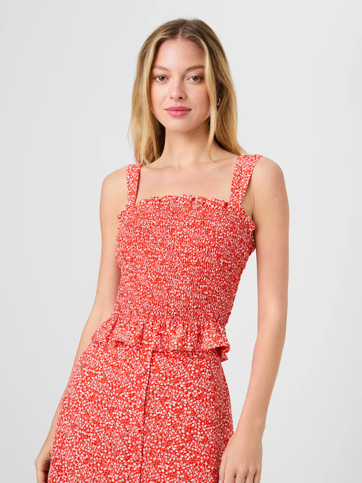 French Connection Madison Crepe Smocked Top in Agnes Fleur