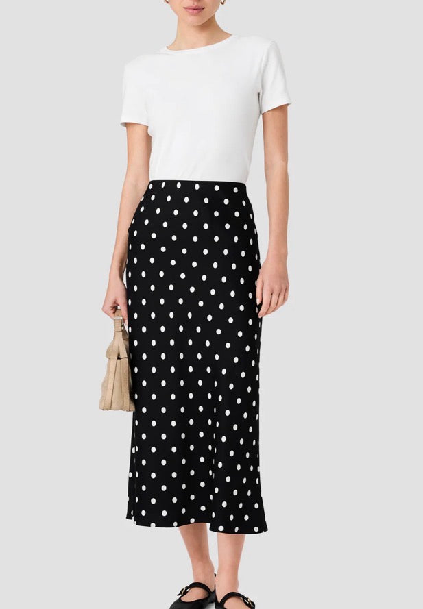 French Connection Ennis Satin Polka Dot Skirt