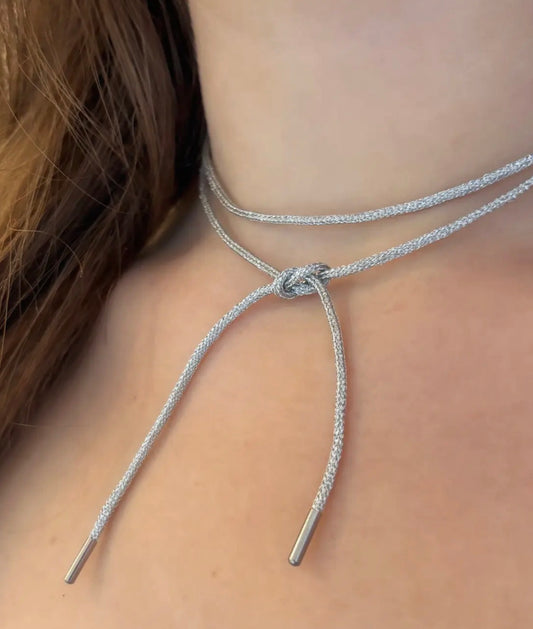 Nora James The Essential Cord Necklace in Light Silver