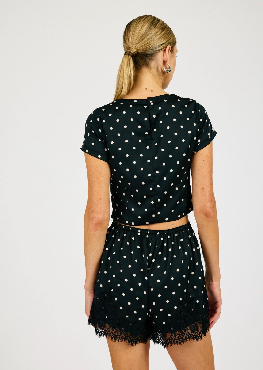Line & Dot Sophie Top & Short Set in Black