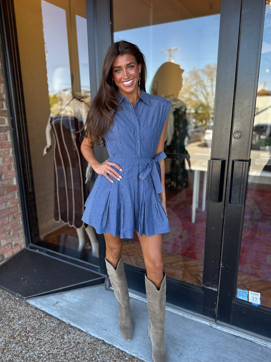 En Saison Joanne Mini Dress in Navy Ivory