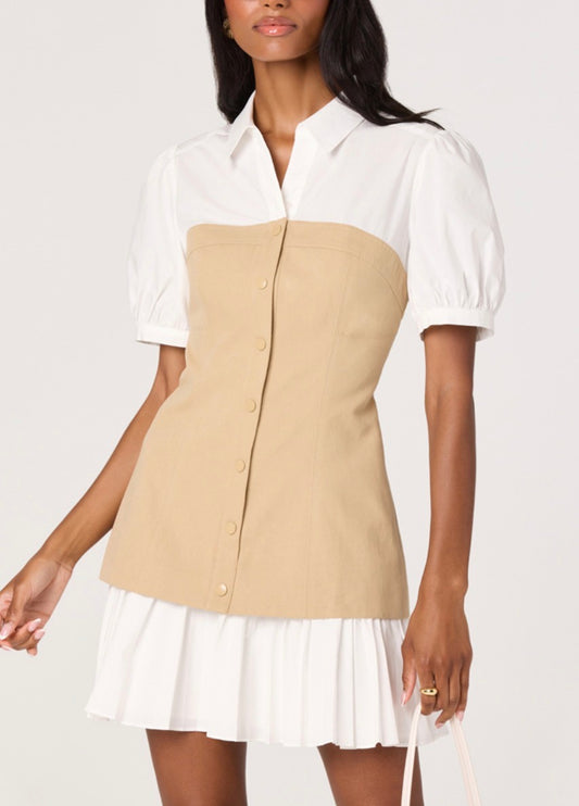 ASTR Joseline Dress in White Tan