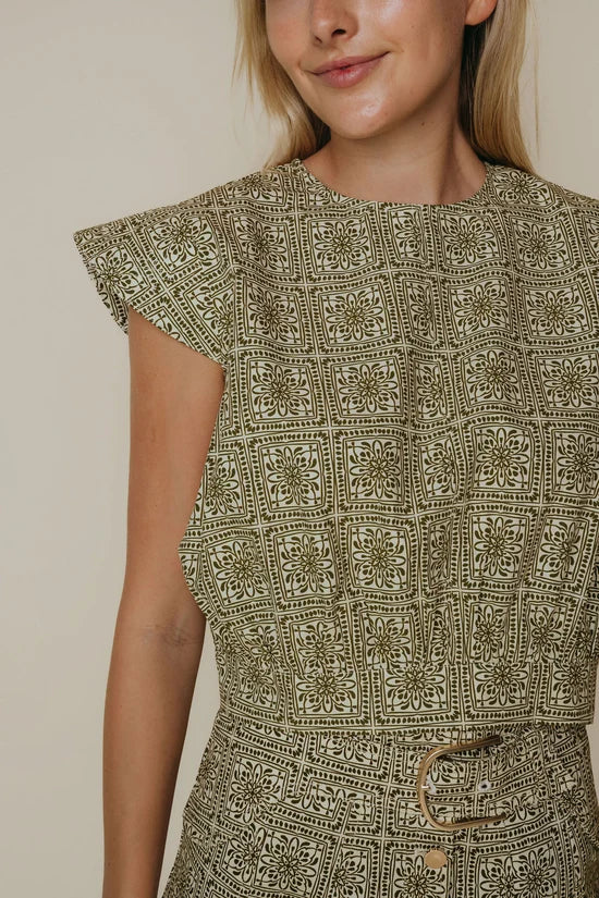 La Roque Faire Blouse in Olive Tile