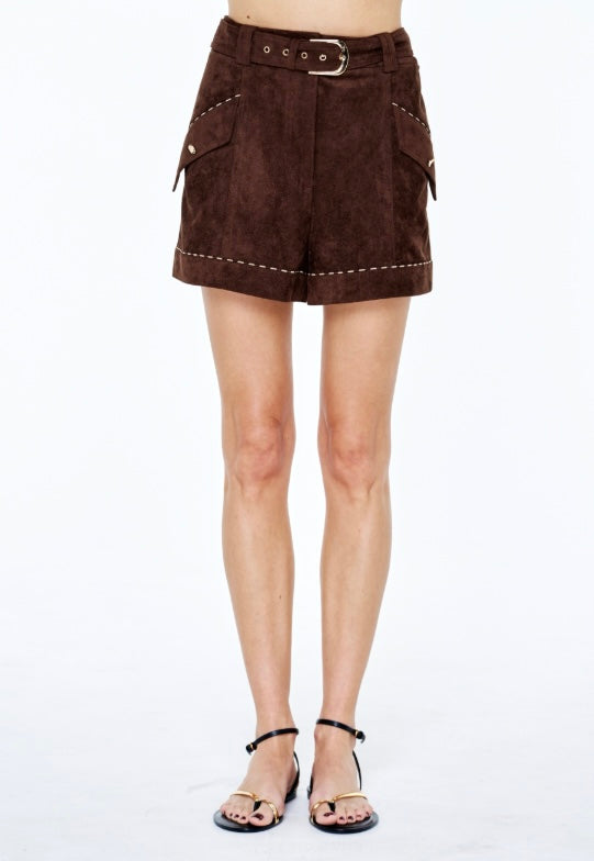 Ciebon Reagan Suede Top & Skirt Set in Brown