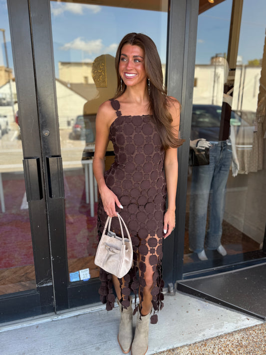 Stella Midi Dress in Chocolate