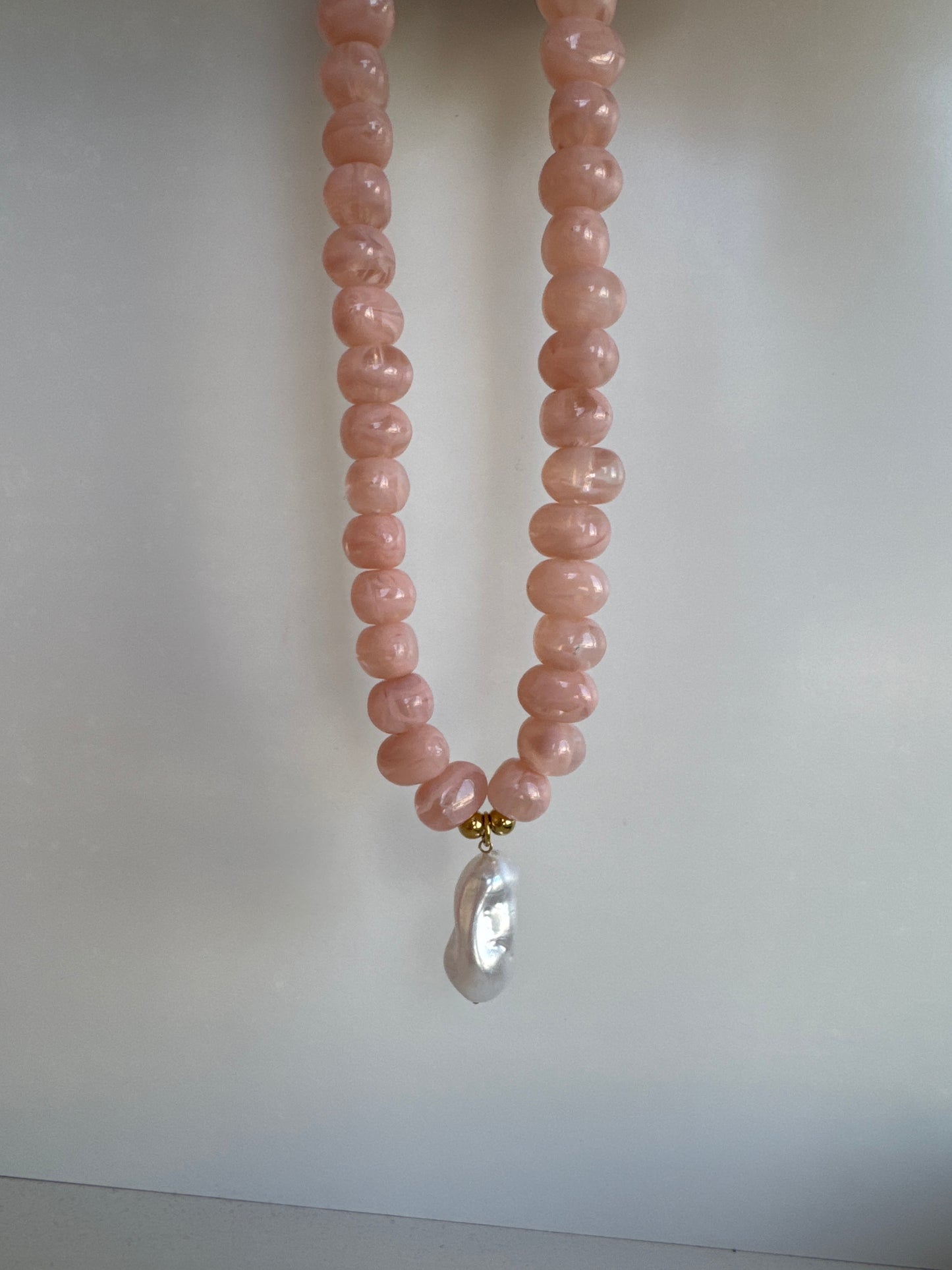 Bracha Cora Pearl Beaded Necklace in Pink