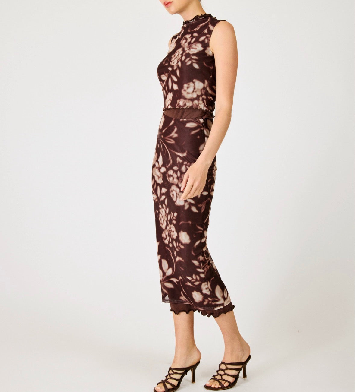 Line & Dot Sherilyn Top & Skirt Set in Brown Multi