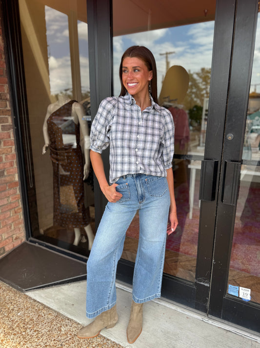 Stark X Tatianna Blouse in Blue Plaid