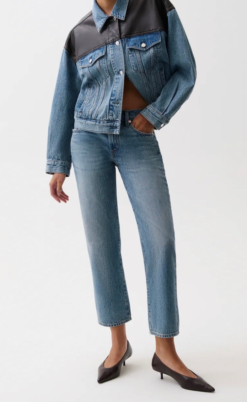 Pistola Issa Ankle Mid Rose Relaxed Ankle Straight Jean in Metropolis