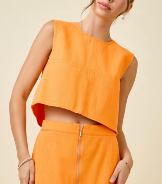 Robbie Denim Top in Orange