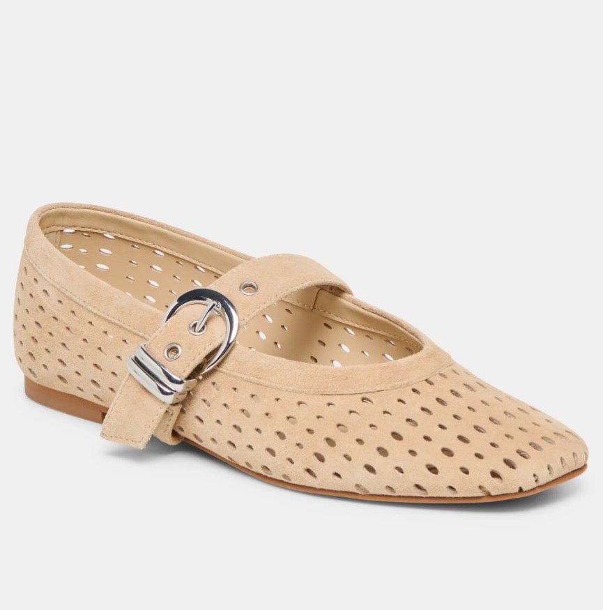 Dolce Vita Mikel Ballet Perforated Suede Flats in Camel