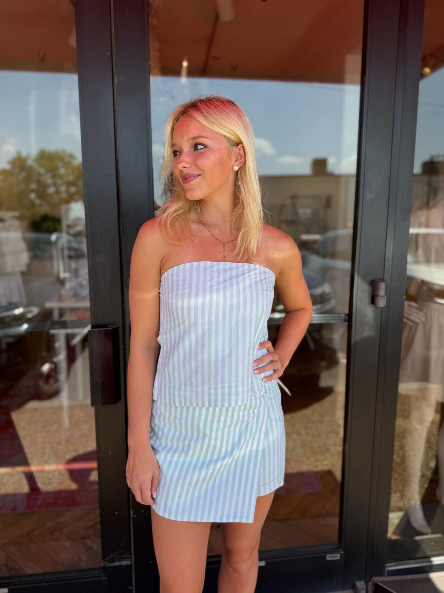 Shore Gia Top in Spearmint Stripe