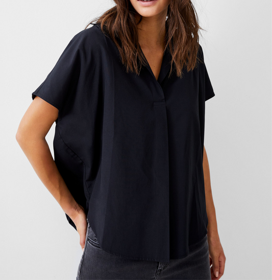 French Connection Cele Rhodes Poplin Shirt in Black