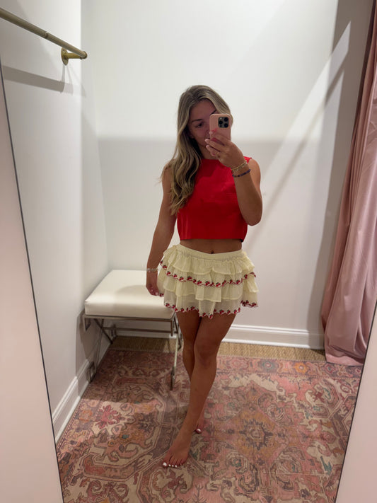 Jacquie The Label Cerise Skort in Yellow Red