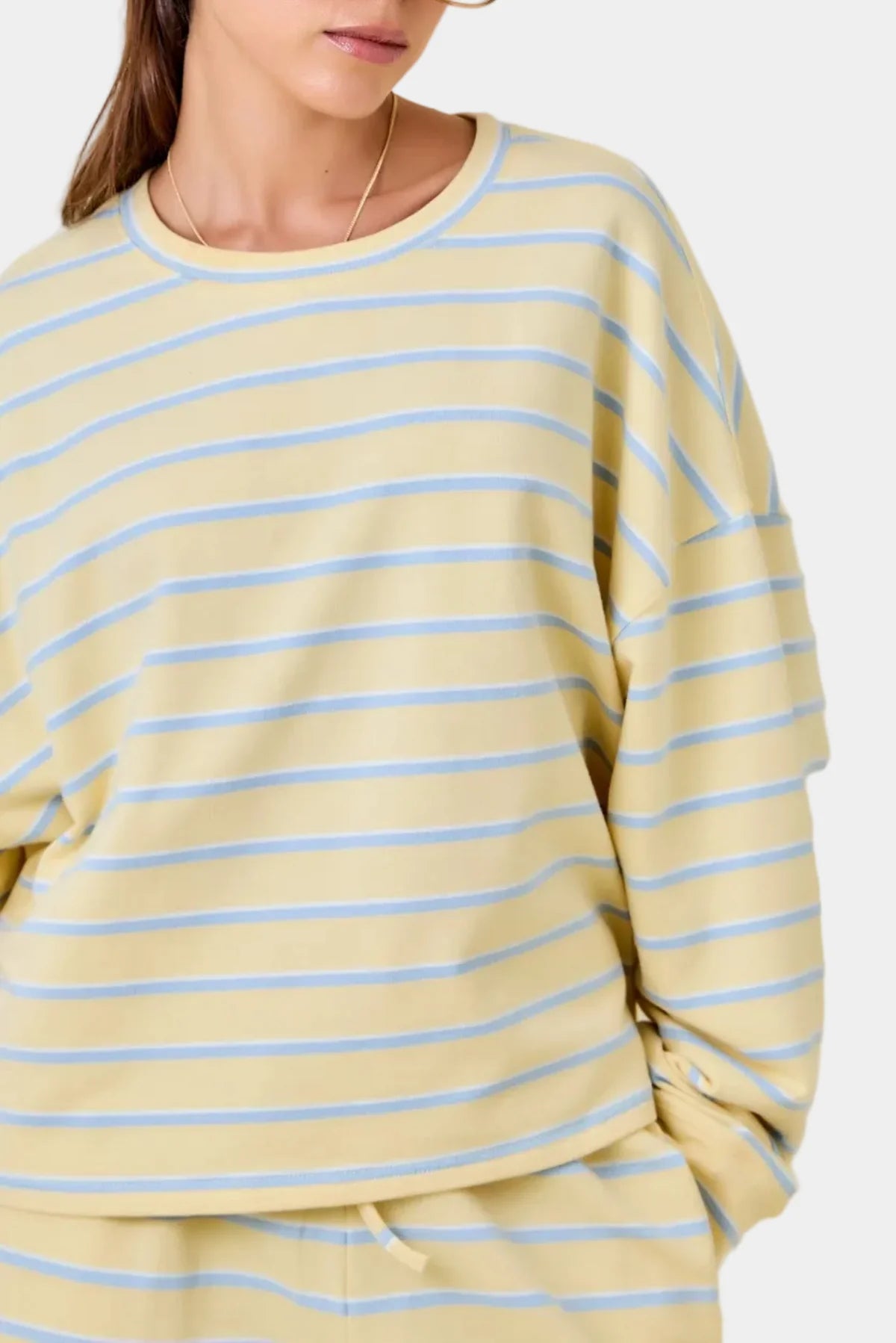 Mary Striped Sweatshirt & Skort Set in Yellow / Baby Blue