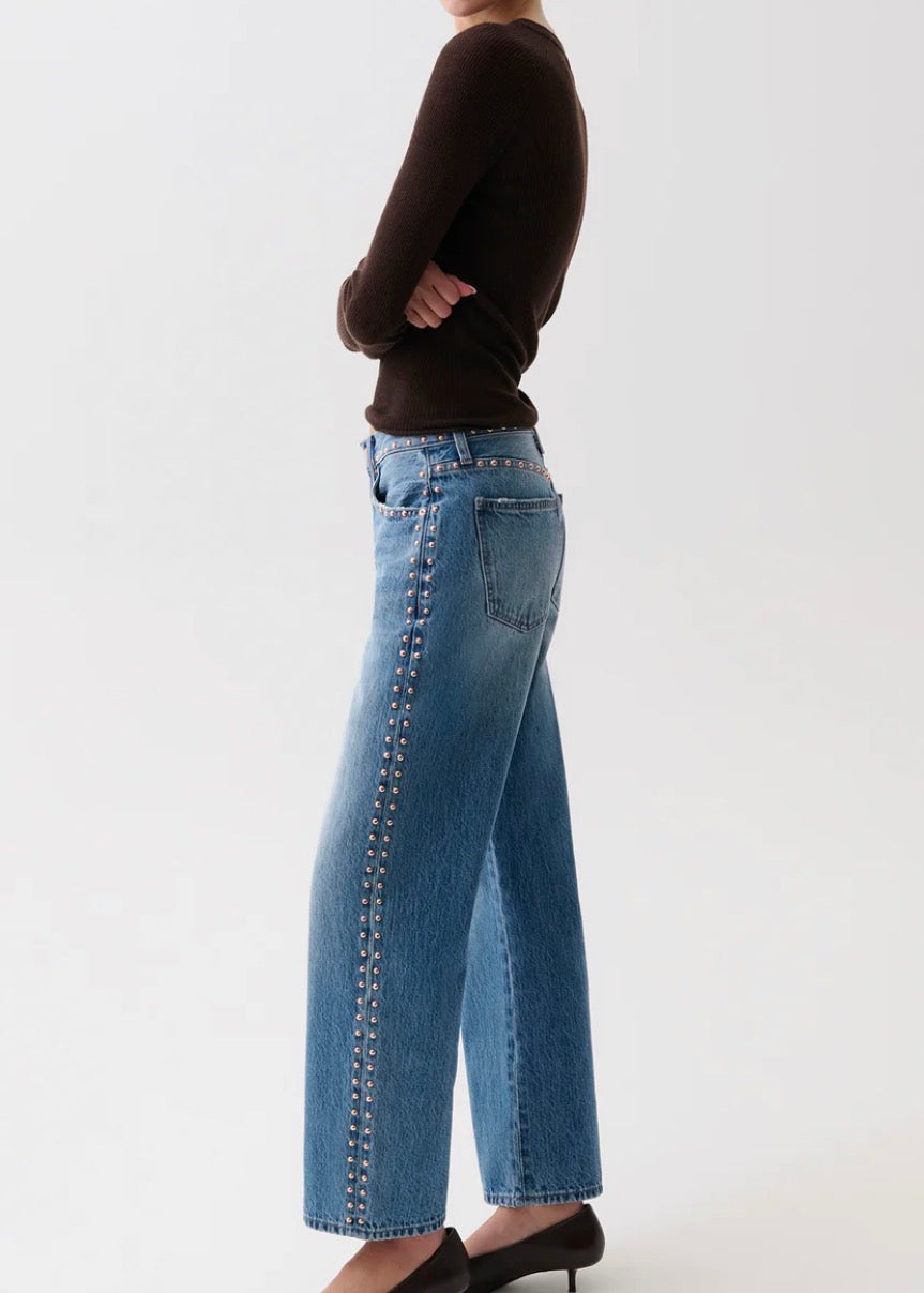 Pistola Lexi Mid Rise Bowed Straight Jean in Star Studded