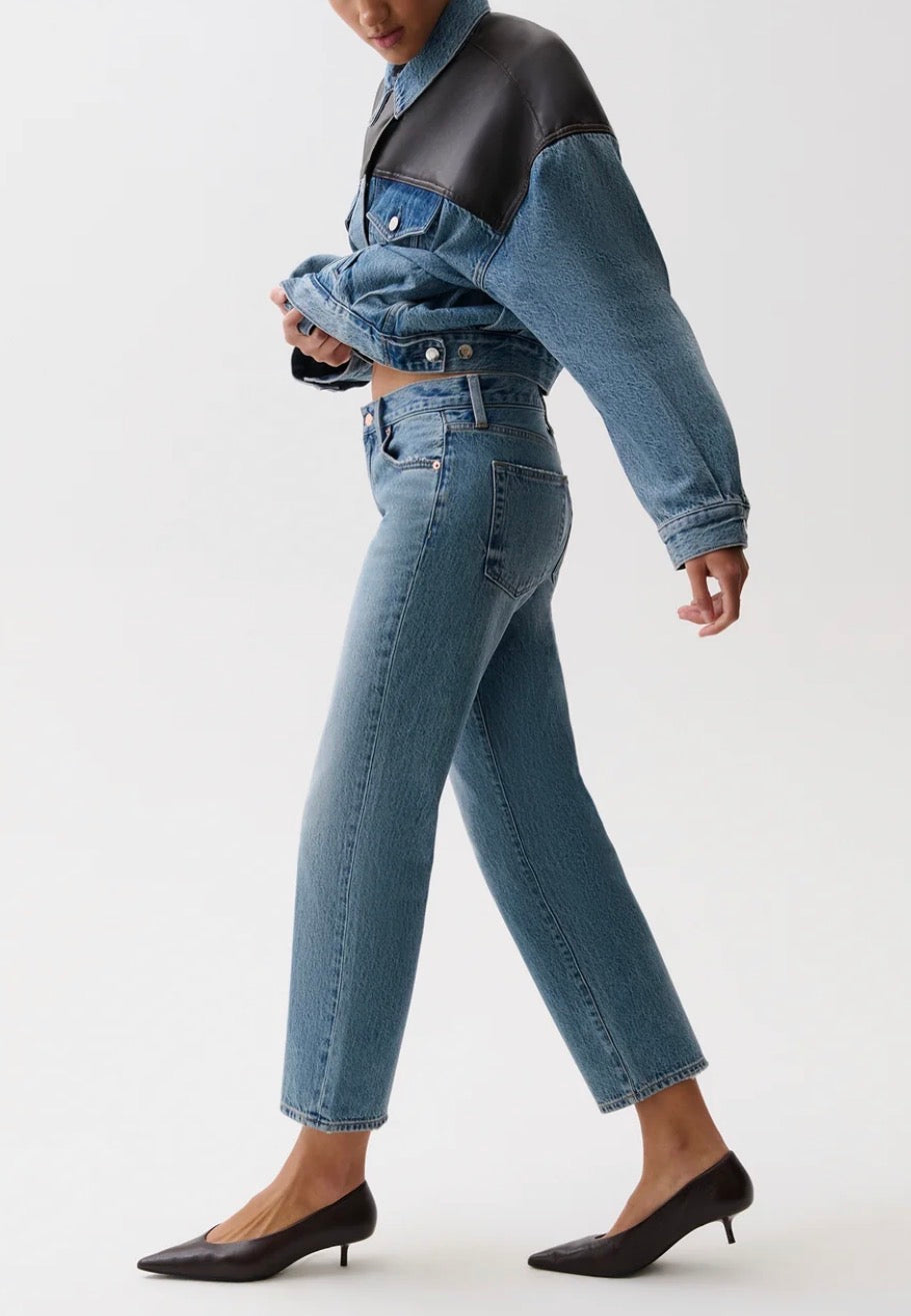 Pistola Issa Ankle Mid Rose Relaxed Ankle Straight Jean in Metropolis