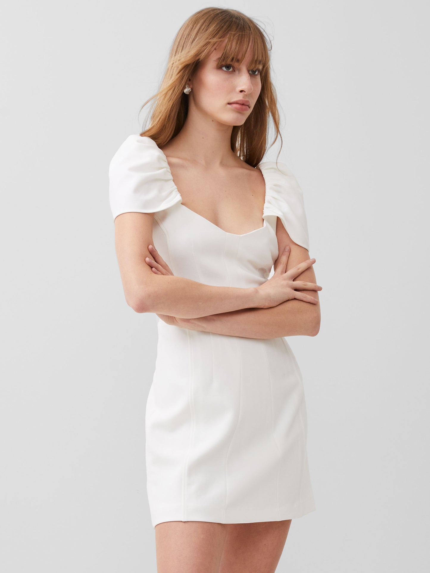 French Connection Whisper Gathered Sleeve Dress