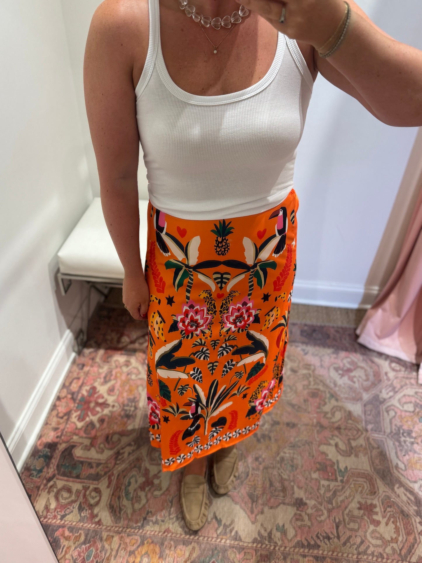 Palmer Midi Skirt in Orange