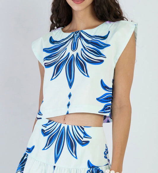 Beyond By Vera Piper Top in Palm Springs Navy