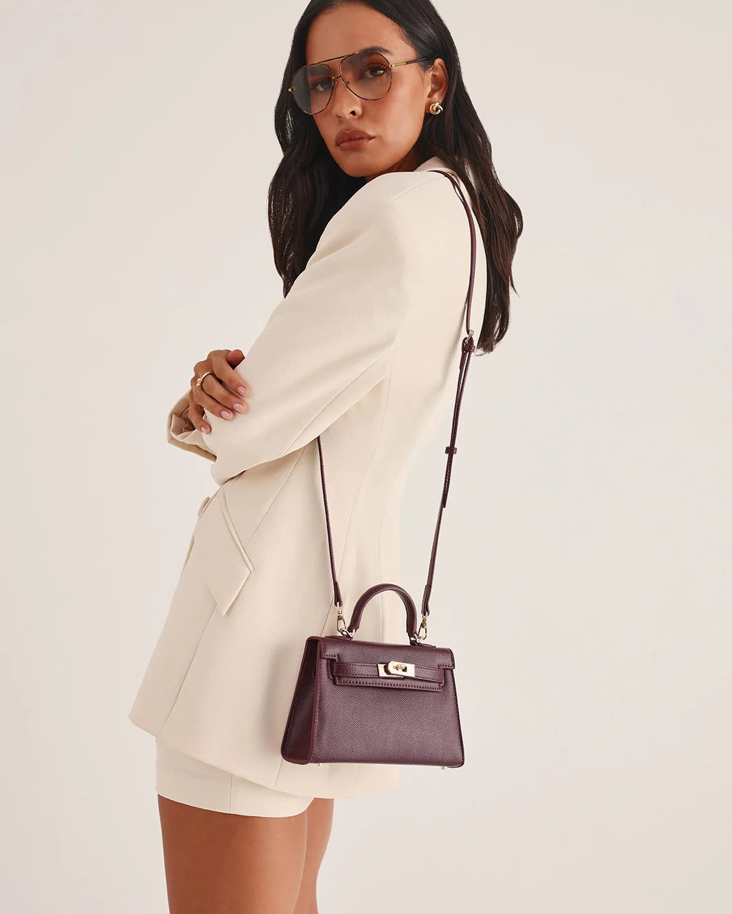 Billini Hariette Handle Bag in Bordeaux Saffiano