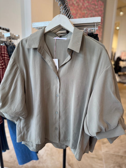 Cadence Button Down Top in Olive