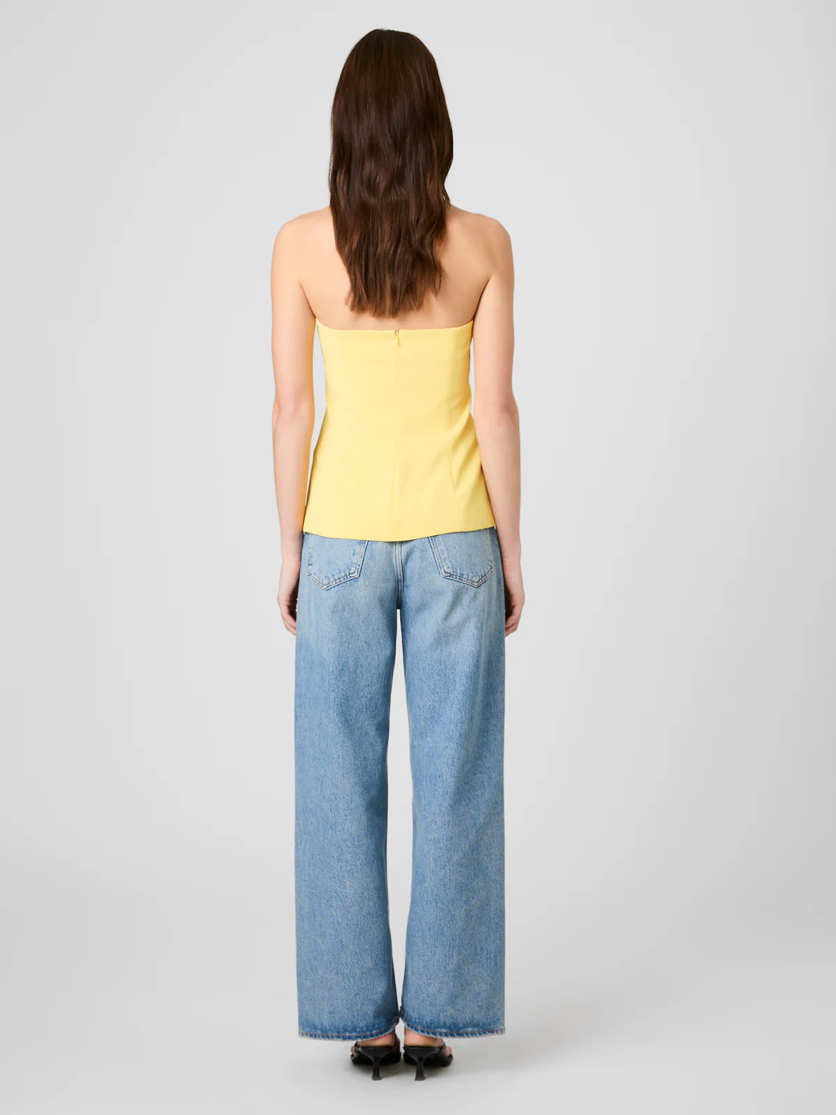 French Connection Harry Suiting Strapless Top in Daisy Yellow